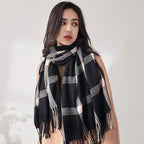 Bianca | Women’s Checked Scarf with Fringe Ends