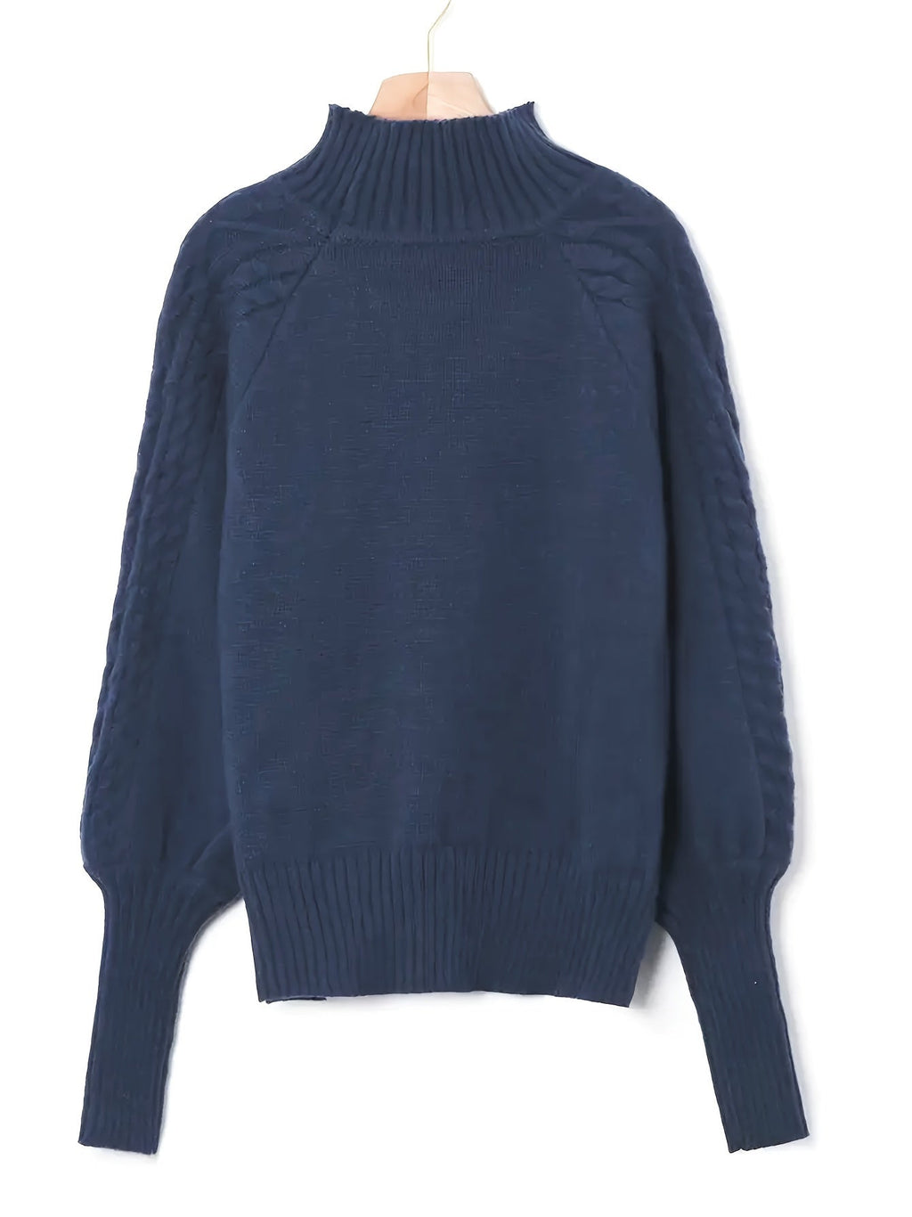 Henriette | Women's Puff Sleeve Cable Knit Mock Neck Sweater