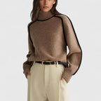 Bianca | Women's Contrast Piped Batwing Turtleneck Sweater