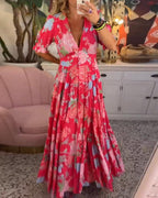 Floral Tiered Boho Flowy Maxi Dress