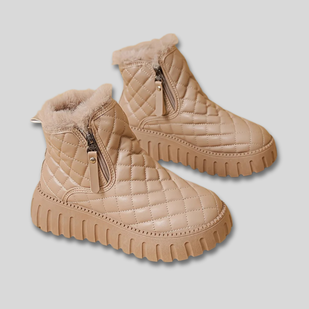 Wynonna | Women's Platform Winter Boots with a Quilted, Puffer-Style Upper