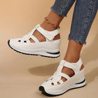 Woven Strap Velcro Back Chunky Platform Sandal
