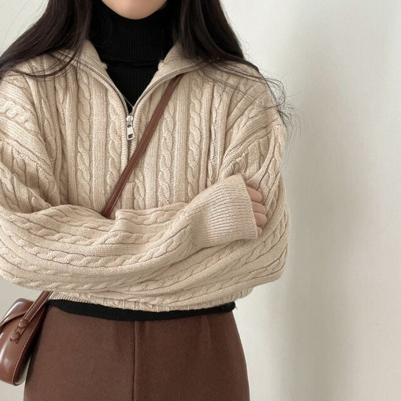 Winslow | Women’s Quarter Zip Cable Knit Cropped Sweater