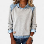 Marguerite | A Crew Neck Sweatshirt for Women, Finished with Denim Trim