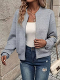 Seraphina | Women's Textured Zip-Up Cropped Bomber Jacket
