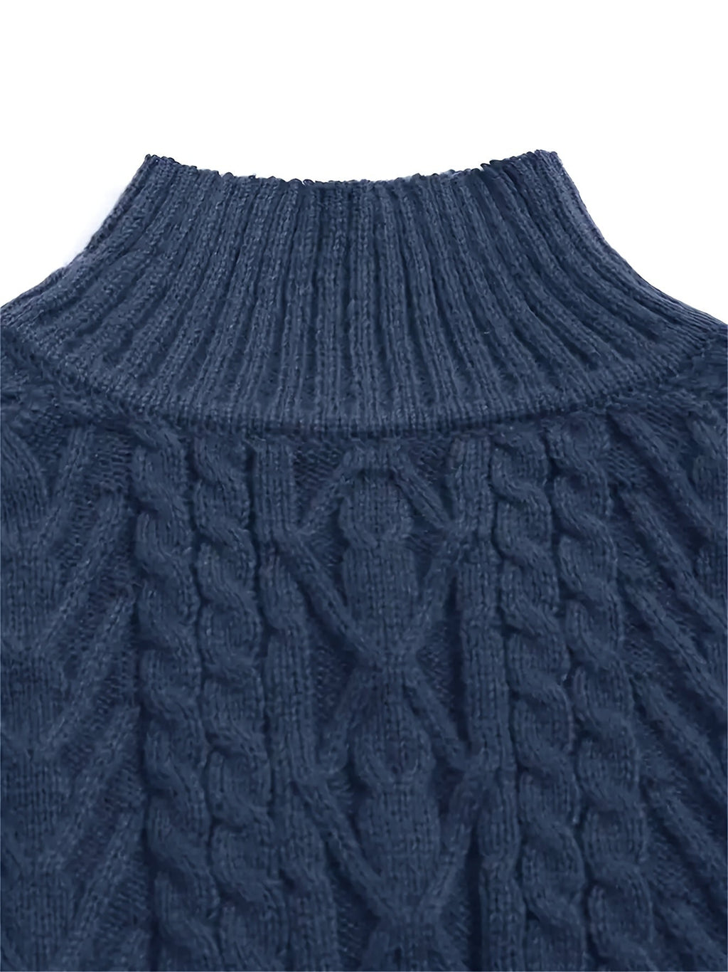 Henriette | Women's Puff Sleeve Cable Knit Mock Neck Sweater