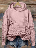 Faye | Women's Floral Embroidered Hoodie with Scalloped Hem