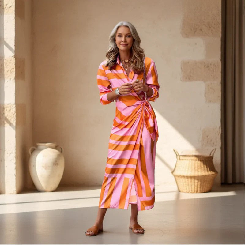 Printed Wrap Summer Dress