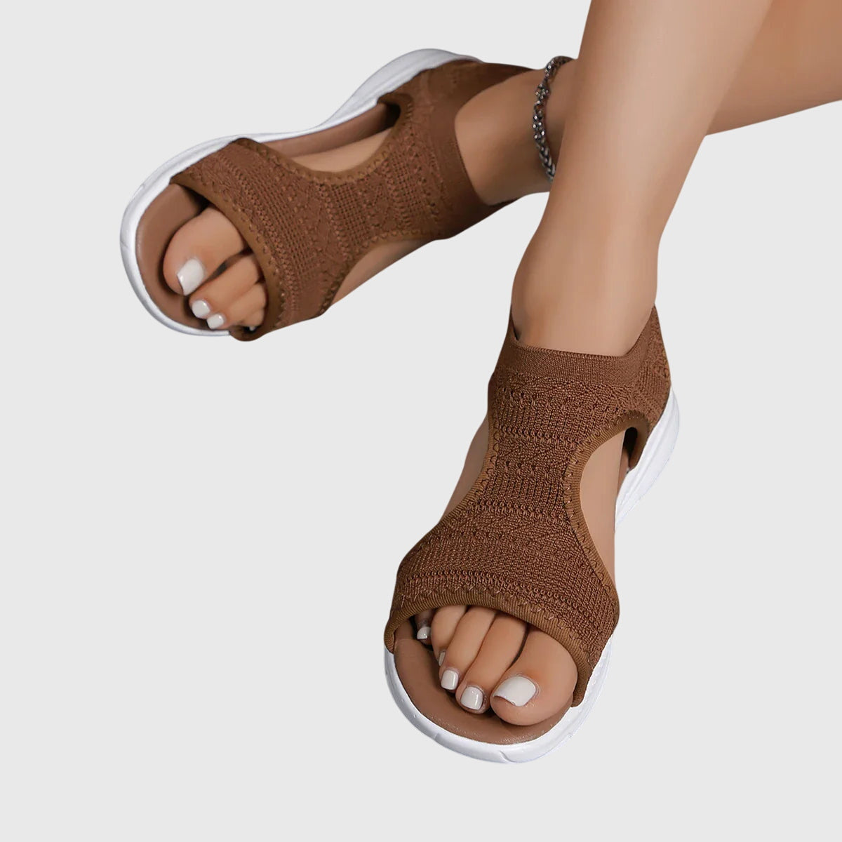 Knit Cut Out Peep Toe Lightweight Platform Sandal