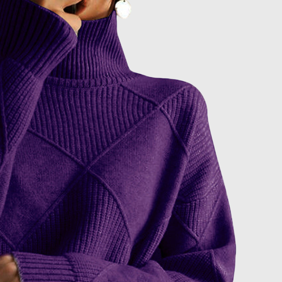Sienna | Women's Diagonal Seam Roll Neck Sweater for Cosy Winter Wear