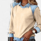 Marguerite | A Crew Neck Sweatshirt for Women, Finished with Denim Trim