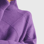 Sienna | Women's Diagonal Seam Roll Neck Sweater for Cosy Winter Wear
