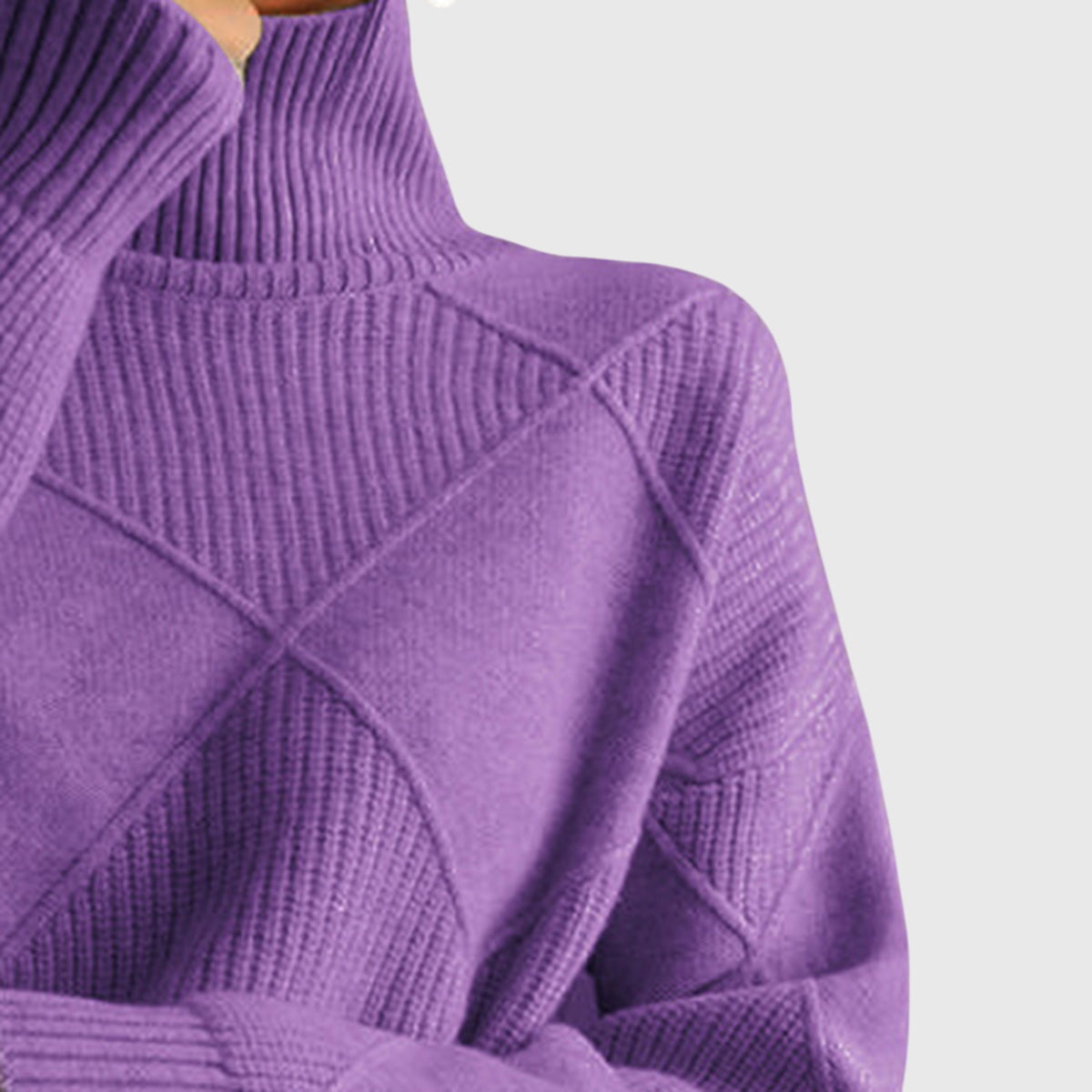 Sienna | Women's Diagonal Seam Roll Neck Sweater for Cosy Winter Wear
