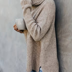 Isolde | Women's Cotton Turtleneck Sweater with Split Hem for Casual Fall Wear