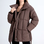 Cordelia | Women's Belted Quilted Puffer Jacket with Funnel Collar