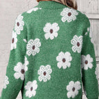Calla | Women's Half Zip Sweater with an Allover Daisy Print