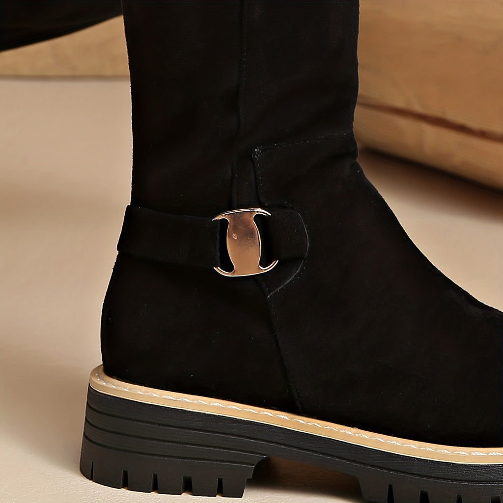 Cosima | Women's Chunky Platform Knee High Zip Boots