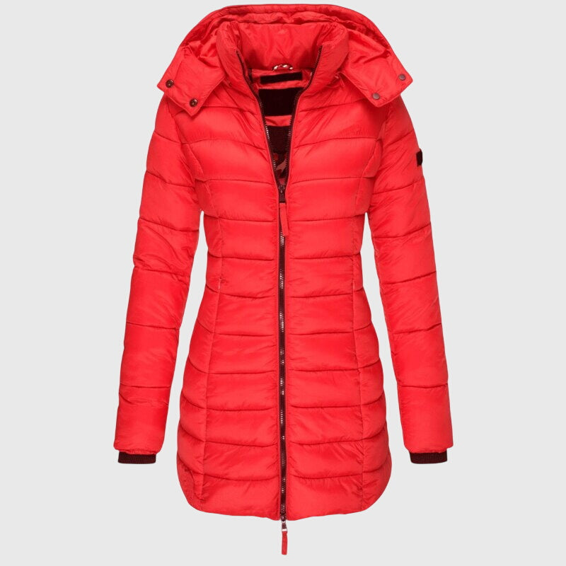 Bellamy | Women's Long Hooded Puffer Coat with Zip Front