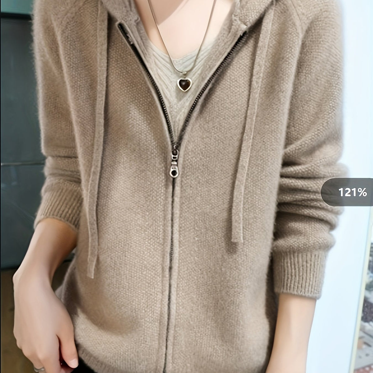 Freya | Women's Zip-Up Hooded Knit Cardigan