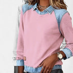 Marguerite | A Crew Neck Sweatshirt for Women, Finished with Denim Trim