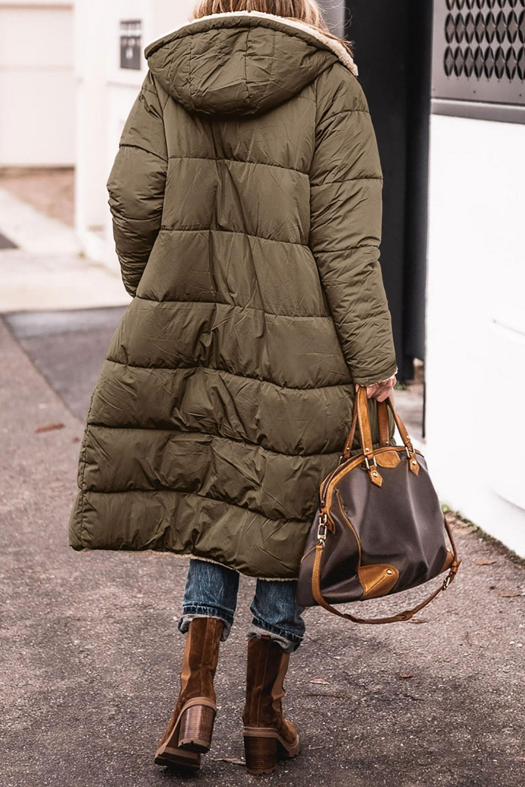 Marisela | Women's Long Puffer Coat with Sherpa Lining