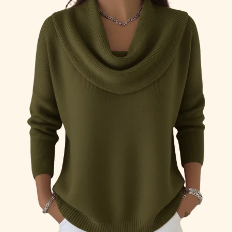 Marlowe | Women's Cowl Neck Sweater with Draped Collar