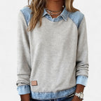 Marguerite | A Crew Neck Sweatshirt for Women, Finished with Denim Trim