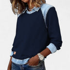 Marguerite | A Crew Neck Sweatshirt for Women, Finished with Denim Trim