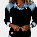 Marguerite | A Crew Neck Sweatshirt for Women, Finished with Denim Trim