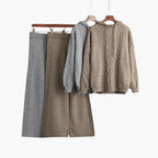 Bettina | Women's Cable Knit Sweater Hoodie and Wide Leg Pants Set