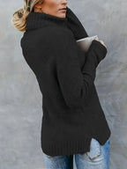 Isolde | Women's Cotton Turtleneck Sweater with Split Hem for Casual Fall Wear