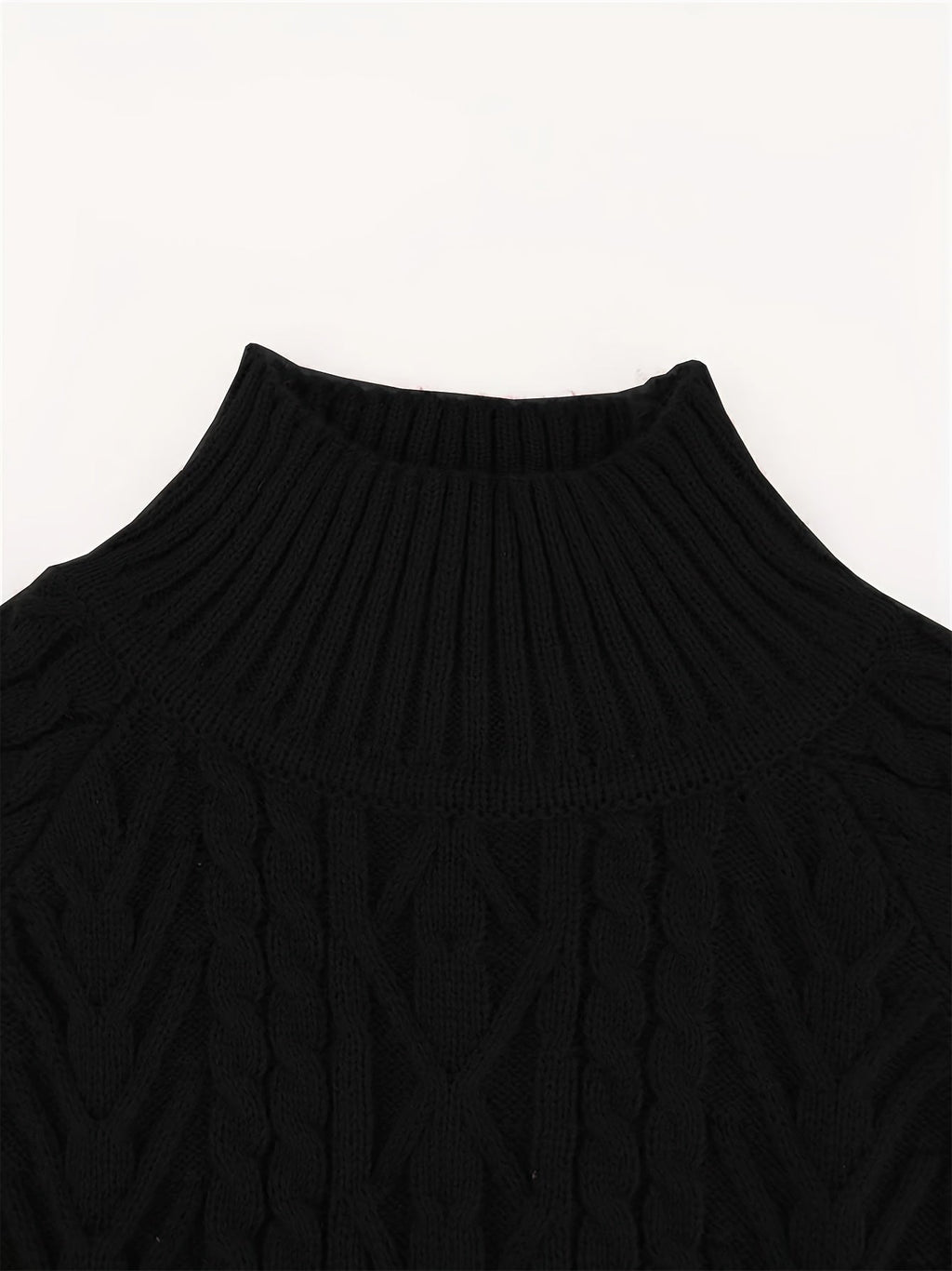 Henriette | Women's Puff Sleeve Cable Knit Mock Neck Sweater