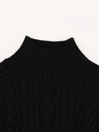 Henriette | Women's Puff Sleeve Cable Knit Mock Neck Sweater