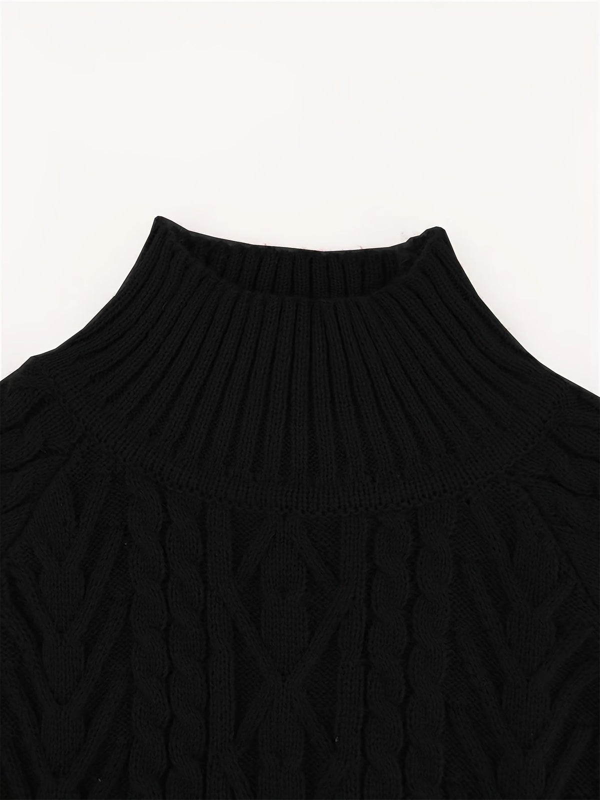 Henriette | Women's Puff Sleeve Cable Knit Mock Neck Sweater