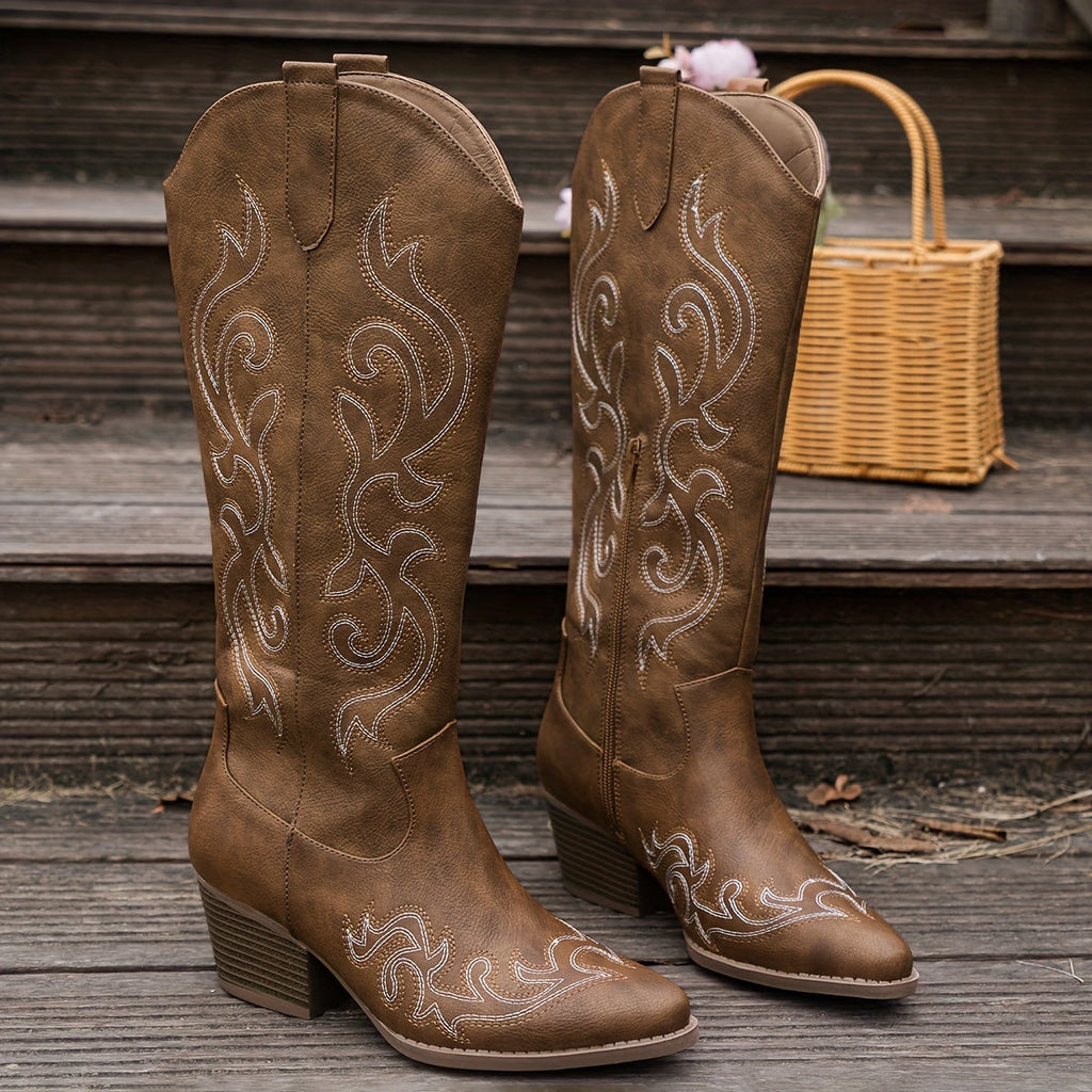 Consuelo | Women's Knee-High Cowboy Boots with Block Heel