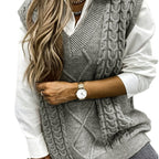 Delaney | Women's Cable Knit V-Neck Sweater Vest