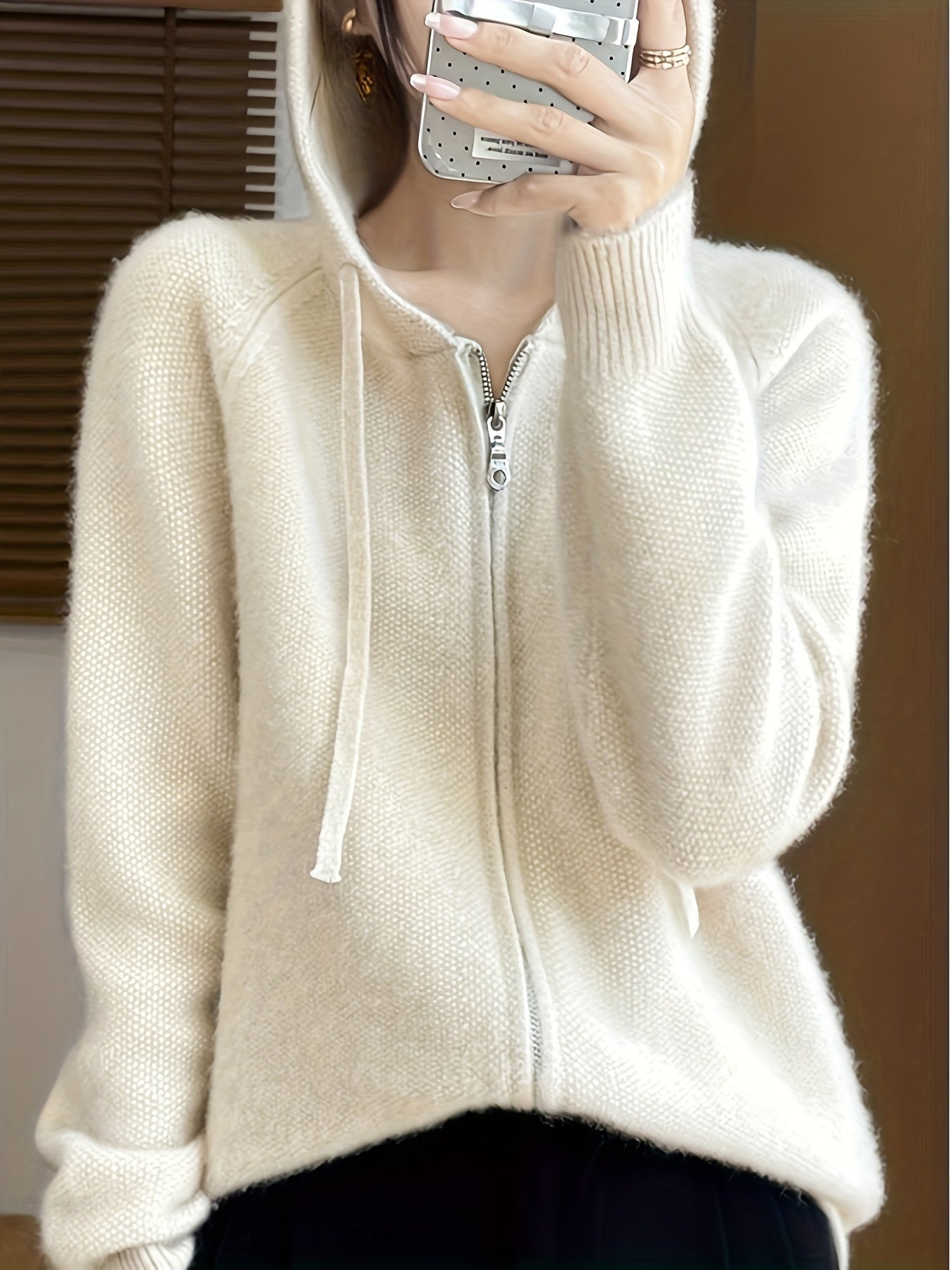 Freya | Women's Zip-Up Hooded Knit Cardigan