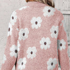 Calla | Women's Half Zip Sweater with an Allover Daisy Print