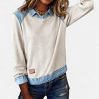 Marguerite | A Crew Neck Sweatshirt for Women, Finished with Denim Trim