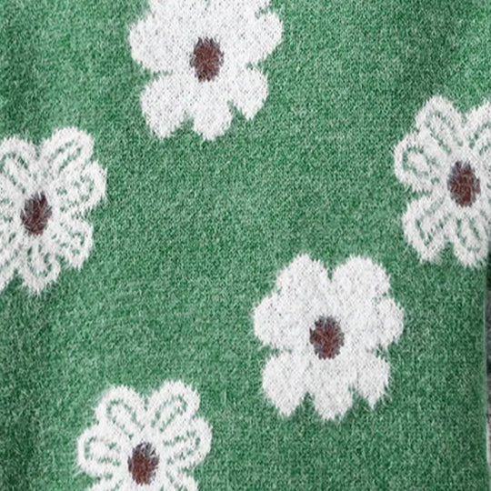 Calla | Women's Half Zip Sweater with an Allover Daisy Print