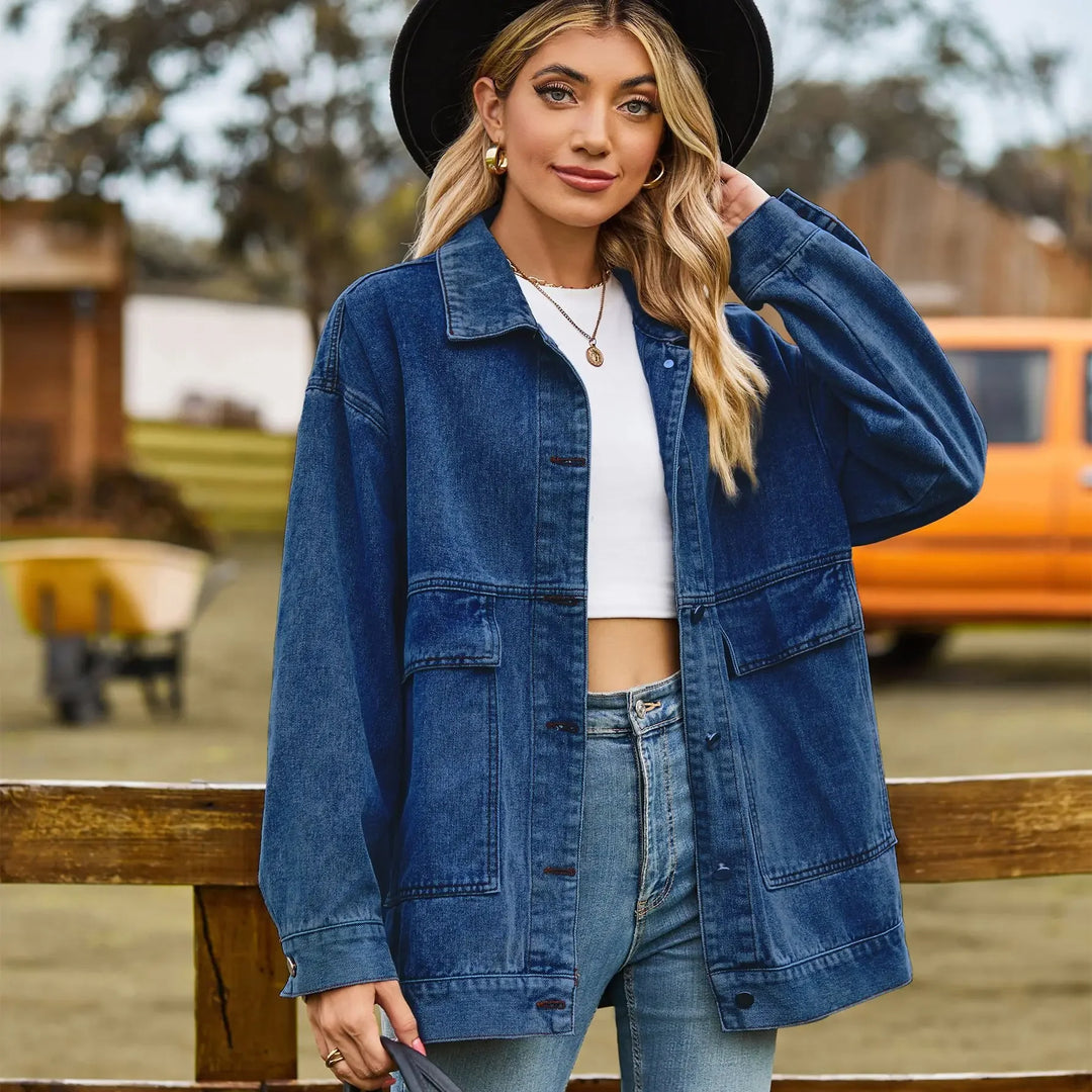 Isobel | Women's Oversized Denim Shirt Jacket with Patch Pockets