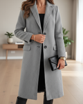 Vivienne | Women's Single-Breasted Long Overcoat with Notch Lapel