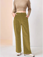Bronwyn | Women's High Waisted Wide Leg Corduroy Pants