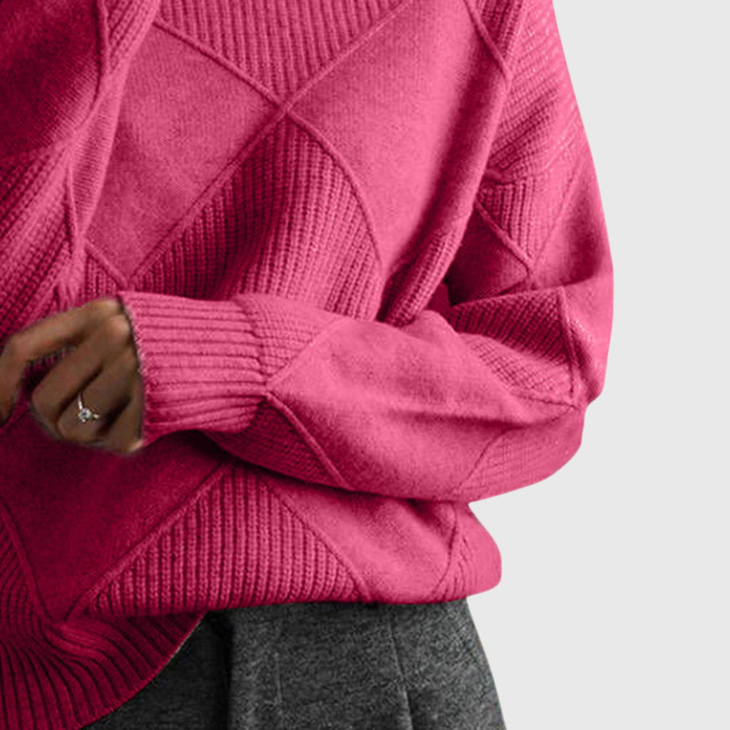 Sienna | Women's Diagonal Seam Roll Neck Sweater for Cosy Winter Wear