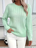 Ravae | Women's Cable Knit Crew Neck Sweater for Casual Autumn Layering