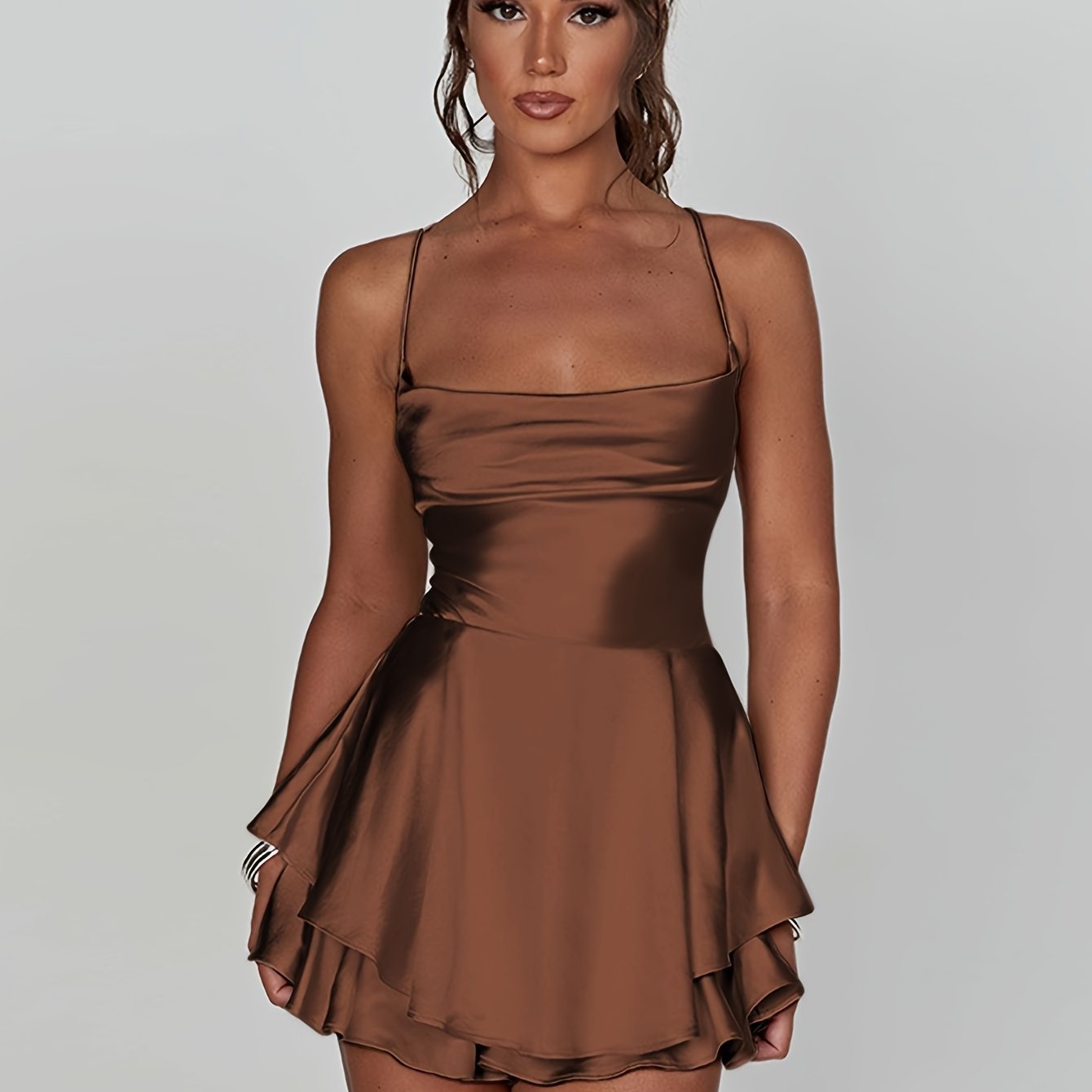 Fitted Ruched Tiered Mini Homecoming Dress