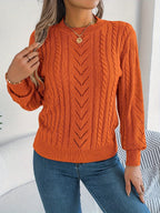 Elspeth | Women's Pointelle Cable Knit Crew Neck Sweater