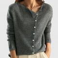 Thea | Women's Fitted Asymmetrical Neckline Button Cardigan
