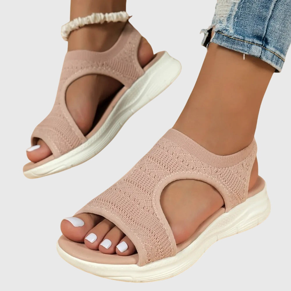 Knit Cut Out Peep Toe Lightweight Platform Sandal