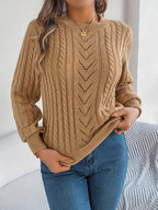 Elspeth | Women's Pointelle Cable Knit Crew Neck Sweater